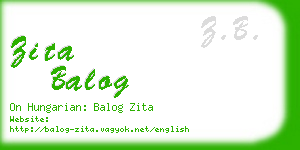 zita balog business card